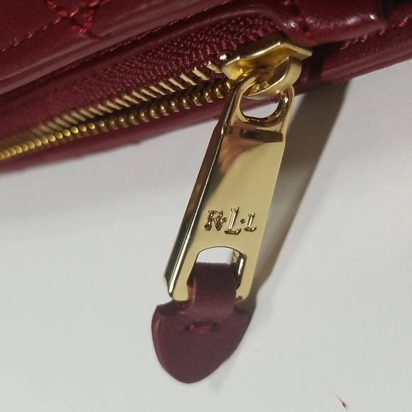 NWT Lauren Ralph Lauren Carrington New Compact Leather Wallet In Red - Picture 12 of 12